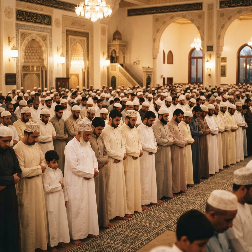 Community gathered together at the masjid