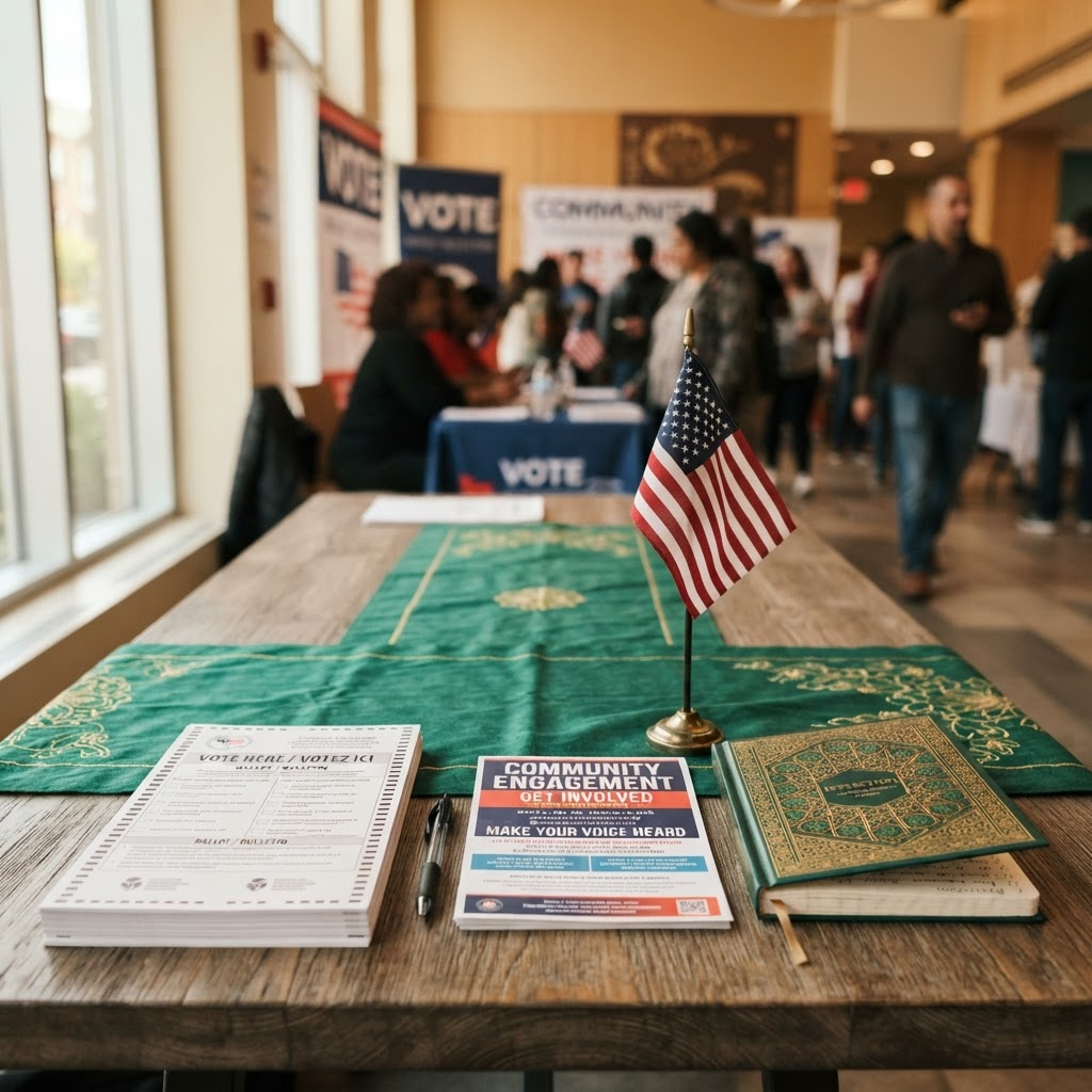 Civic engagement materials on a table