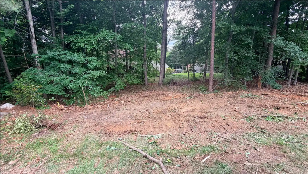 Land clearing work for the Phase 1 parking lot expansion, view 1