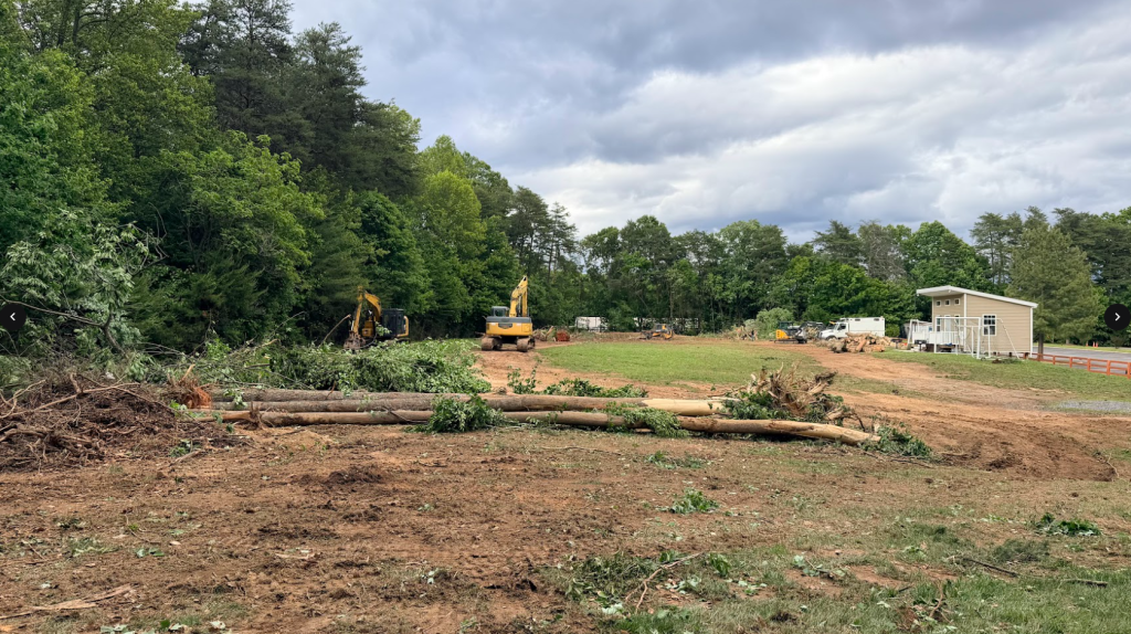Removal of tree stumps and debris on the Phase 1 site, view 4